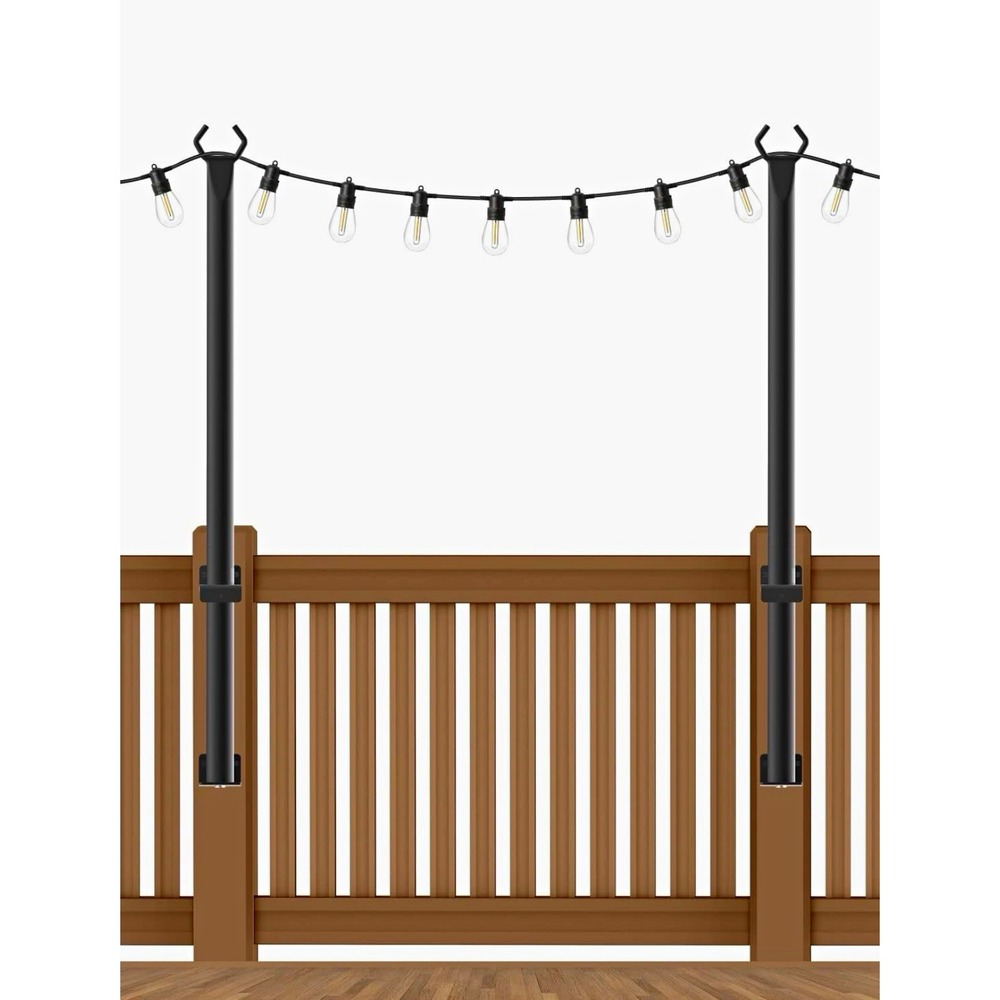 Beizelte 2 Pack 5Ft String Light Poles, black metal Outdoor Light Poles